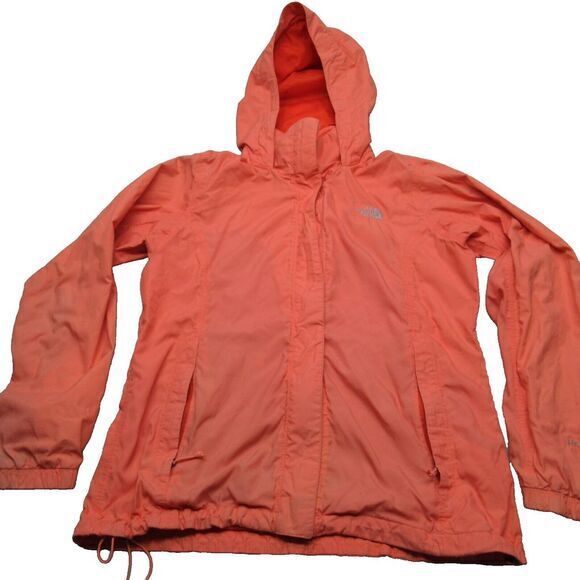 The North Face Hyvent Jacket Womens Large Peach Hooded Waterproof‎ Full Zip READ - Picture 1 of 16